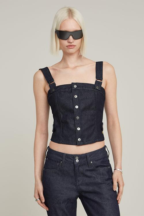 Bustier top detachable straps wmn - navy 