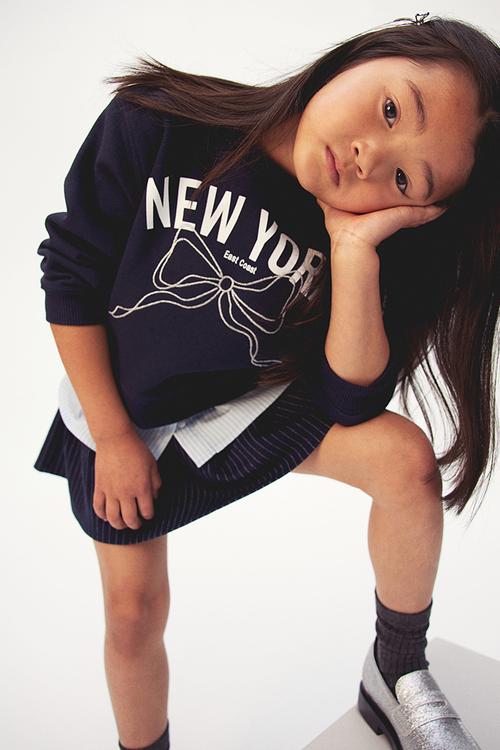 Pleated skirt - navy blue/pinstriped