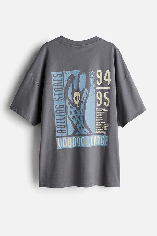 Oversized printed t-shirt - grey the rolling stones