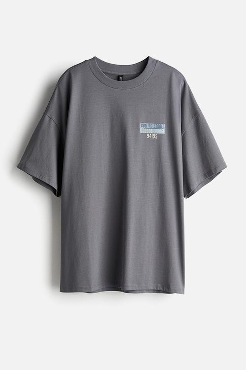 Oversized printed t-shirt - grey the rolling stones