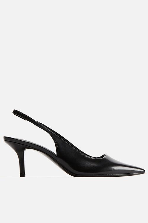 Pointed slingback court shoes - black