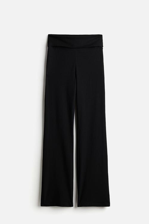 Flared jersey trousers - black