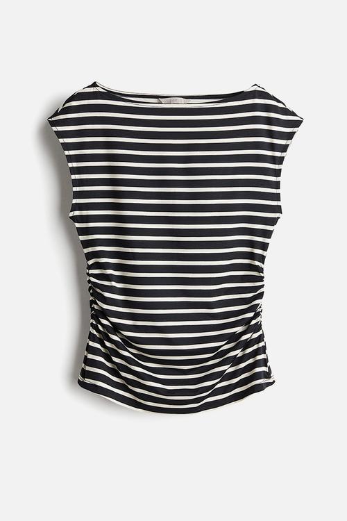 Boat-neck top - black striped