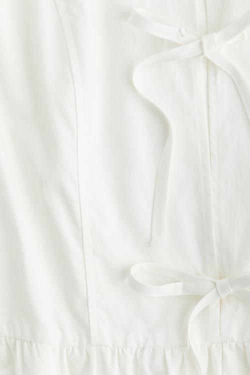Tie-detail puff-sleeved dress - cream