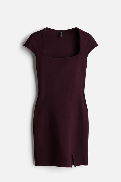 Cap-sleeved bodycon dress - dark purple
