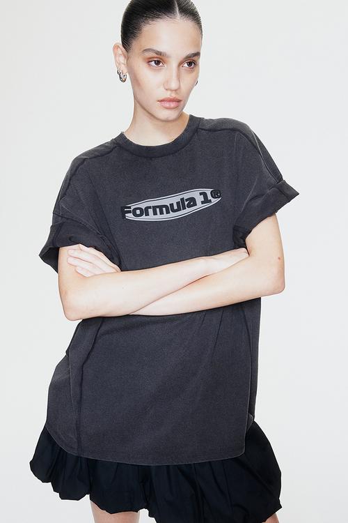 Oversized printed t-shirt - black & formula 1
