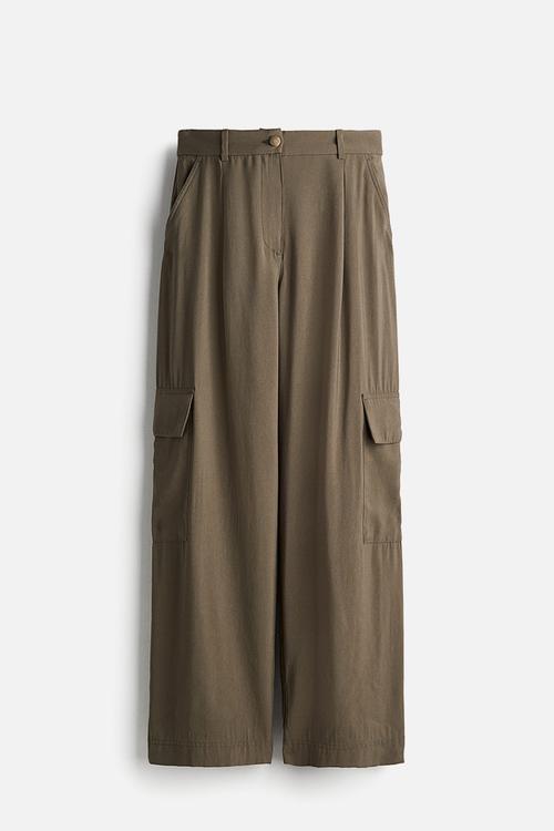Wide cargo trousers - dark khaki green