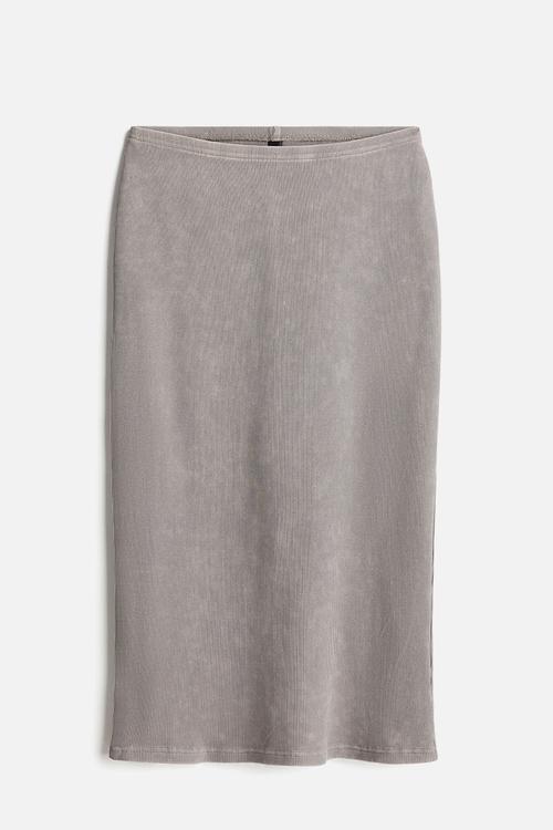 Ribbed pencil skirt - grey washed