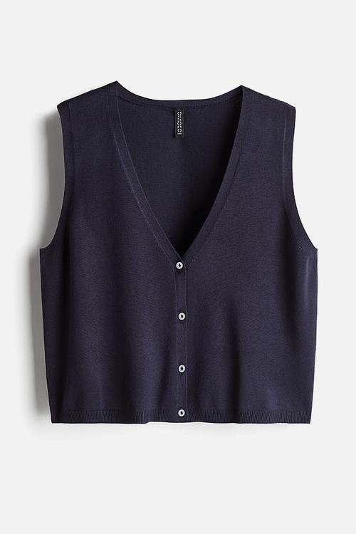 Button-front sweater vest - navy blue