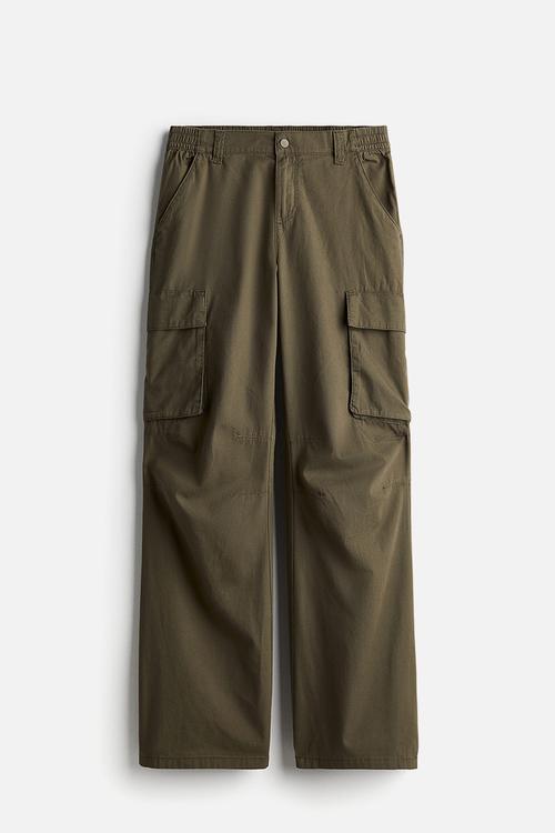 Canvas cargo trousers - dark khaki green