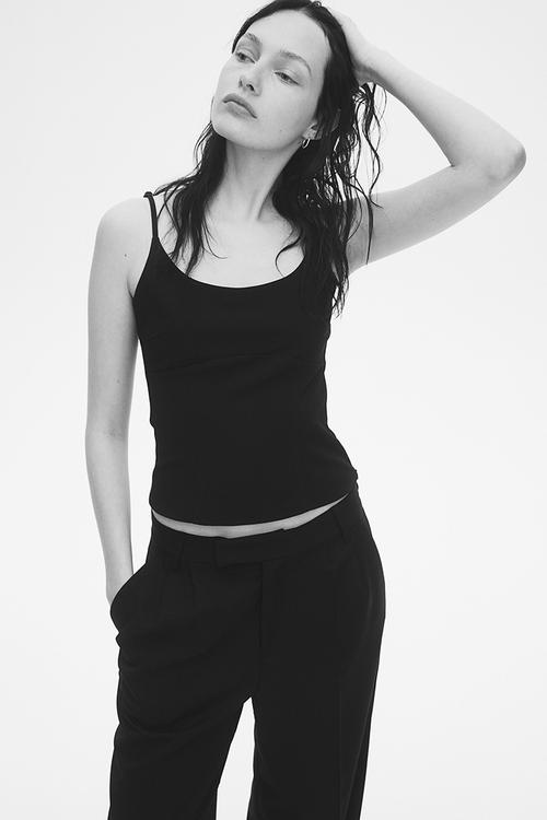 Corset-style strappy top - black