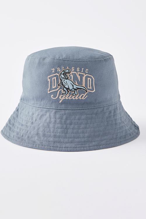 Kids reversible bucket hat - steel/dino squad