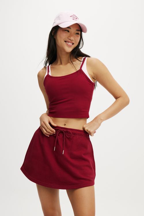 Rib Graphic Tank - Deep Red