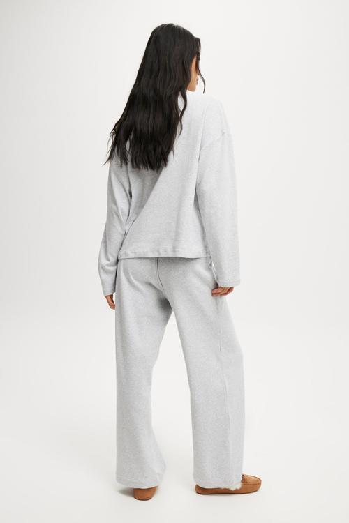 Pointelle Rib Pants - Light Grey Marle