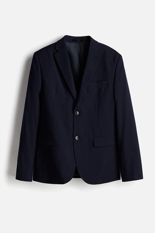 Slim fit single-breasted jacket - navy blue
