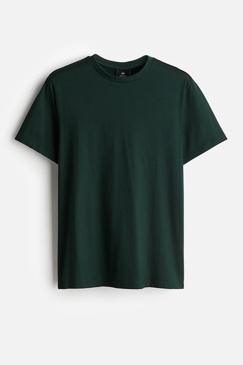Regular fit round-neck T-shirt - forest green