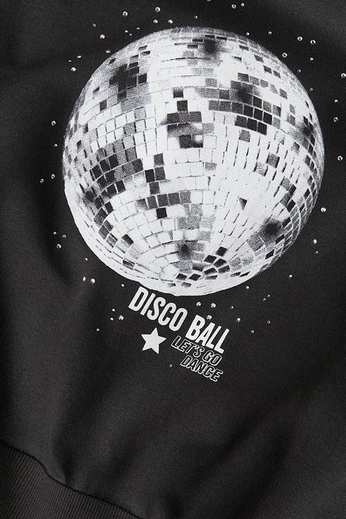 Motif-detail sweatshirt - dark grey/disco ball 