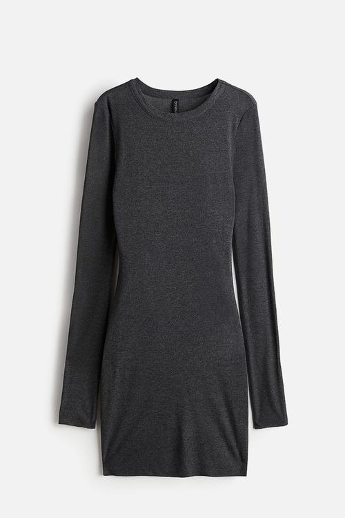 Ribbed bodycon dress - dark grey marl
