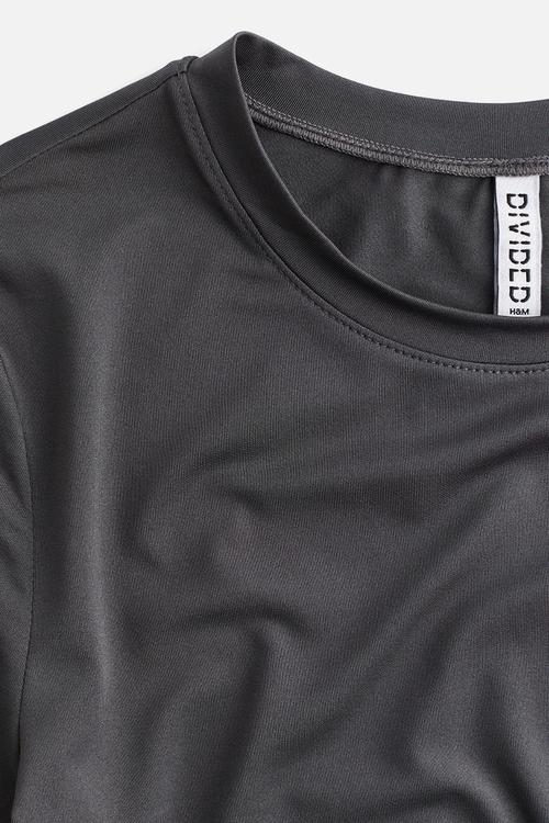 Long-sleeved microfibre top - dark grey