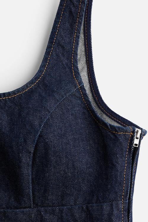 Denim pinafore dress - dark denim blue