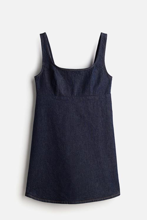 Denim pinafore dress - dark denim blue