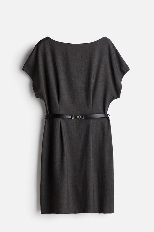 Belted dress - dark grey