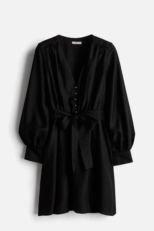 Tie-belt dress - black