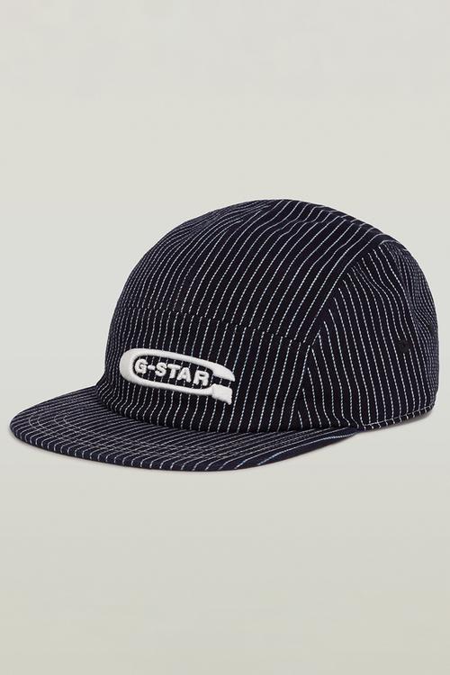 Flat Brim 5 Panel Cap - Rinsed Pinstripe