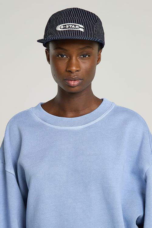 Flat Brim 5 Panel Cap - Rinsed Pinstripe
