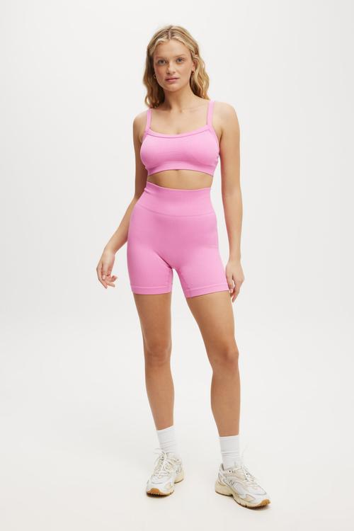 Seamless Rib Bike Short - Pink Icing