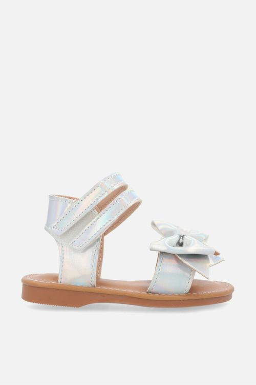 Bow decor criss cross sandals - silver