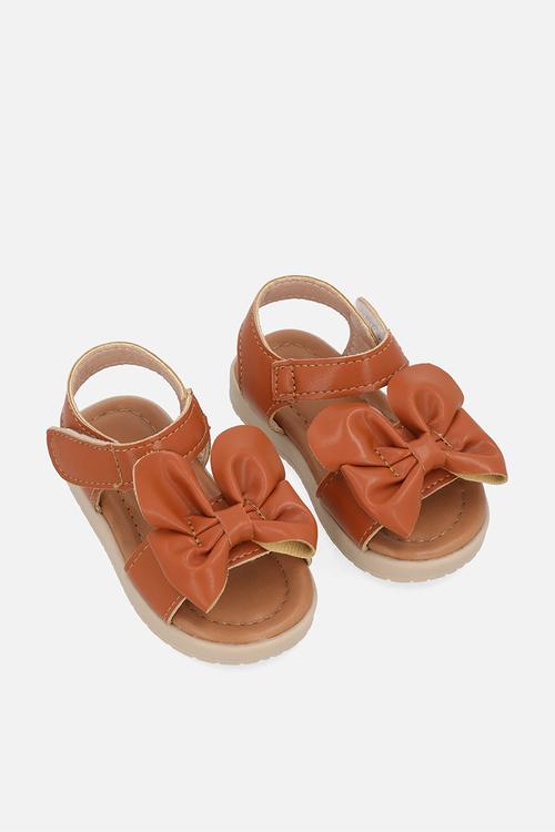 Bow décor sandals - brown