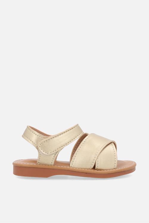 Wide criss-cross detailed sandals - gold