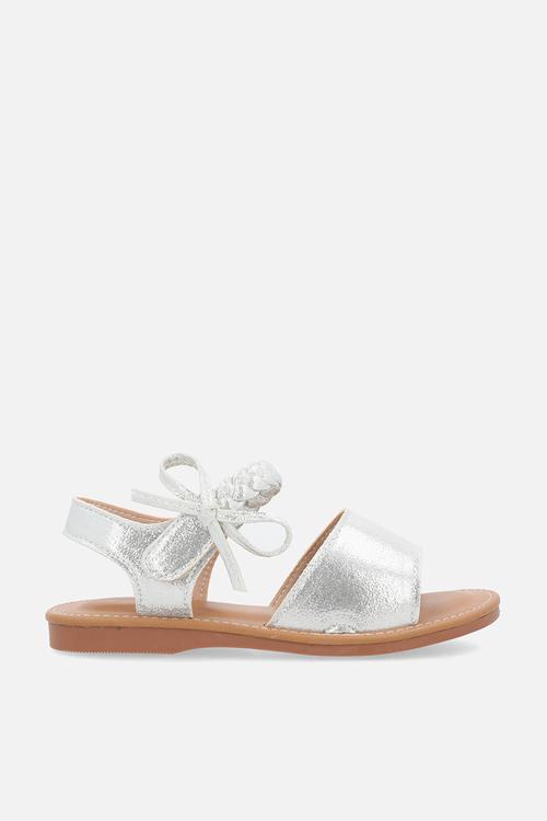 Sandals with braided keeper strap - silver