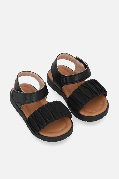Ruched sandals - black