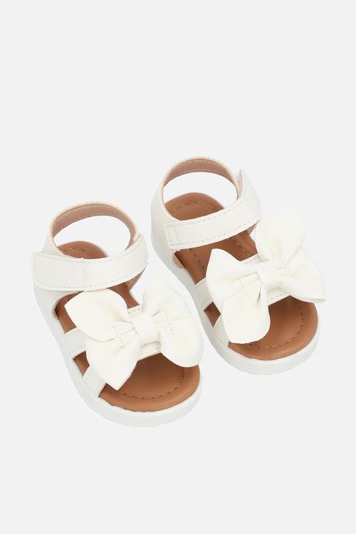 Bow décor sandals - white