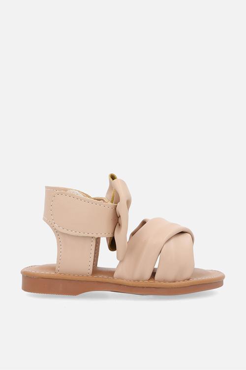 Bow decor criss cross sandals - beige