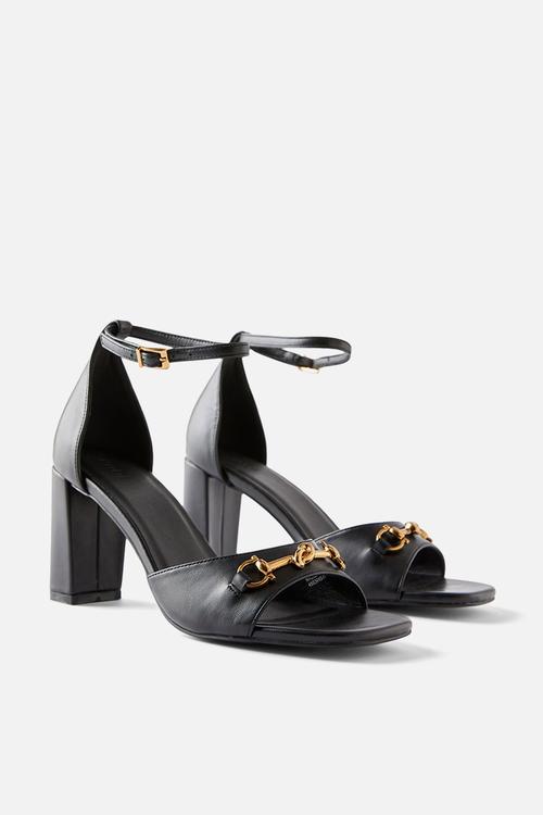 Sabrina Block Heel - Black/Gold Smooth