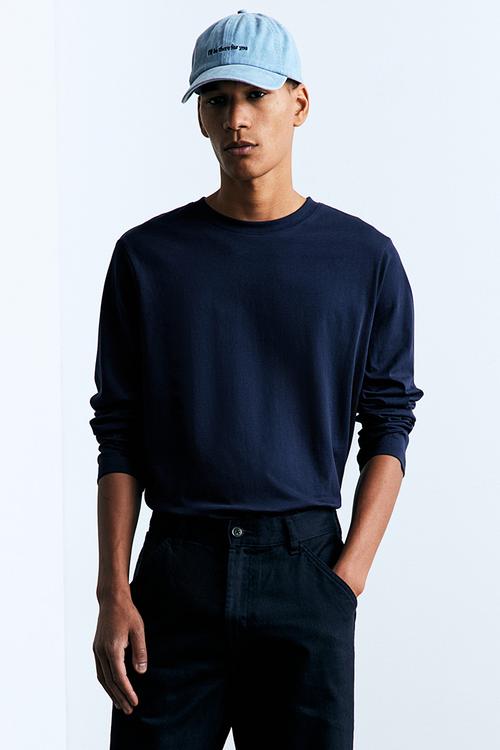 Regular fit jersey top - navy blue