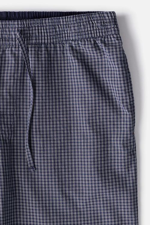 Relaxed fit poplin trousers - dark blue checked