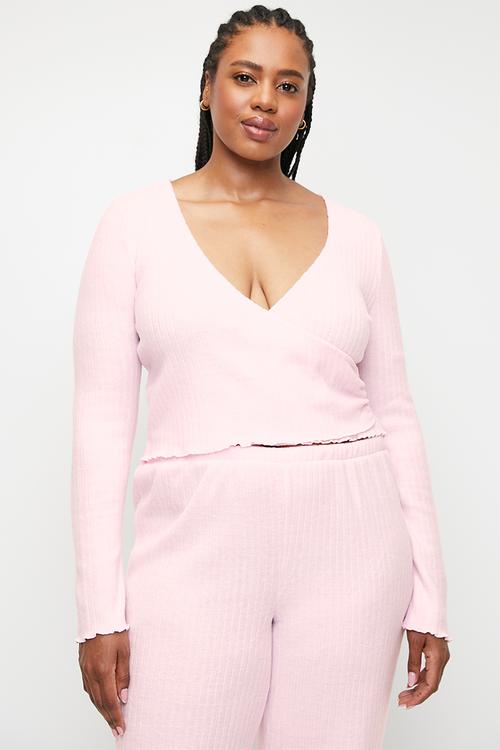 Plus Super Soft Ribbed Wrap Top - French Fairytale Marle