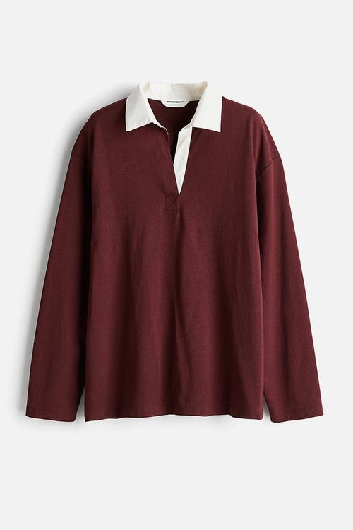 Loose-fit polo shirt - burgundy