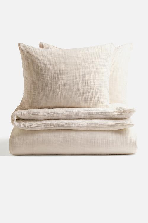 Muslin double/king duvet cover set - light beige