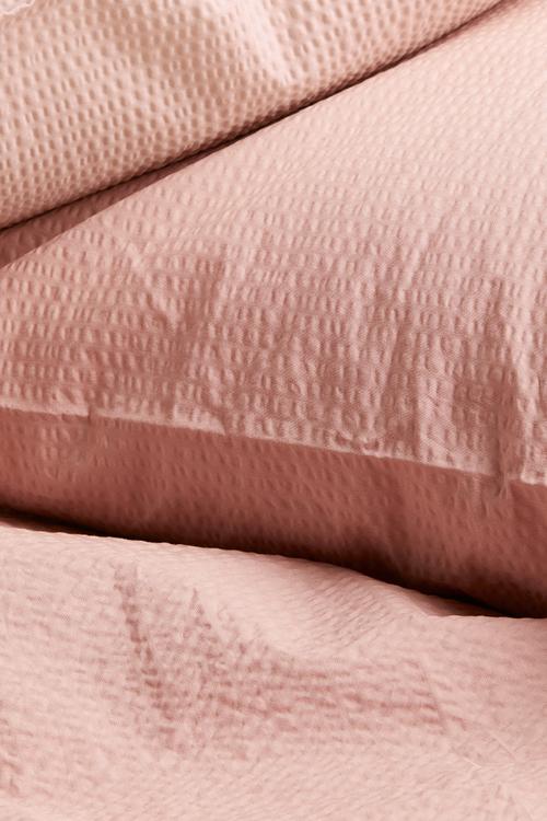 Seersucker double/king size duvet cover set - light pink