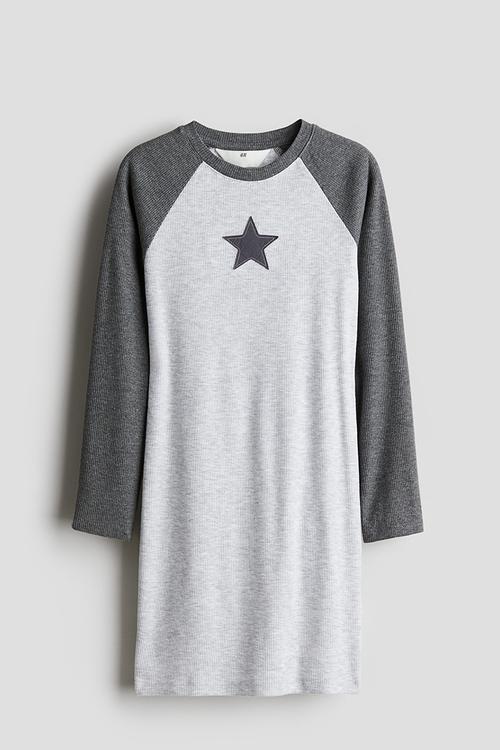 Printed raglan-sleeved dress - grey & star