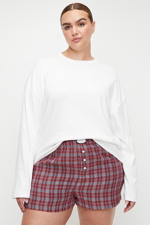 Plus Pointelle Rib Long Sleeve Top - Coconut Milk
