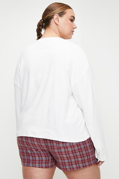 Plus Pointelle Rib Long Sleeve Top - Coconut Milk