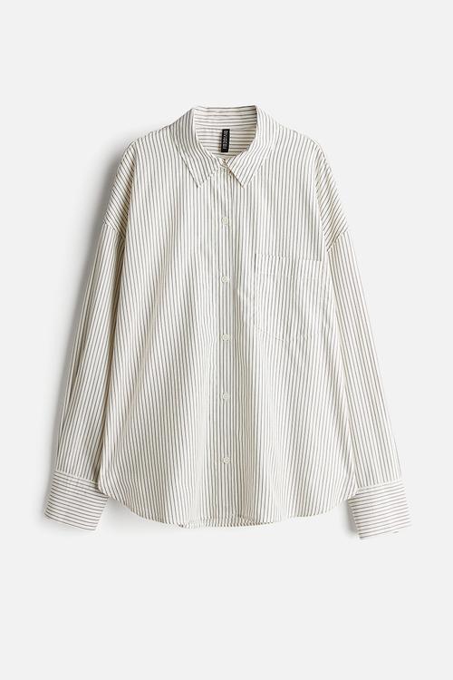 Oversized cotton shirt - white,multi