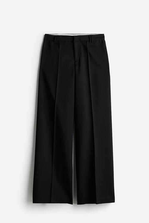 Wide tailored trousers - black