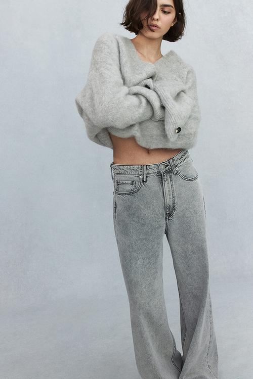 Feather soft super wide ultra high jeans - dusty grey
